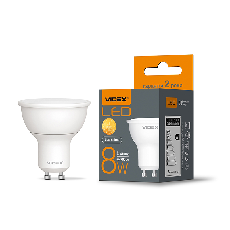 Лампа світлодіодна Videx (4820246480611) MR16, 8Вт, GU10, 4100К